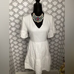 Fancyinn White Ruffle Layer Dress – Size medium